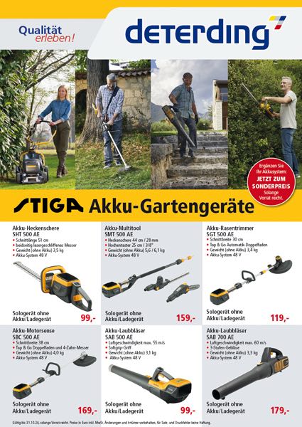 STIGA Akku-Gartengeräte Sommer-Aktion